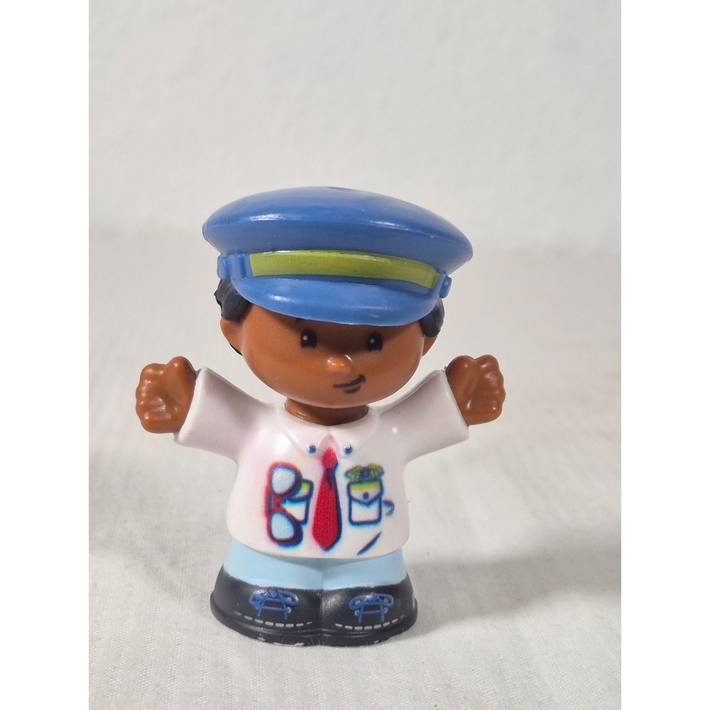 Fisher Price Little People Pilot Figure Male Captain Blue Hat 2016 Mattel Toy